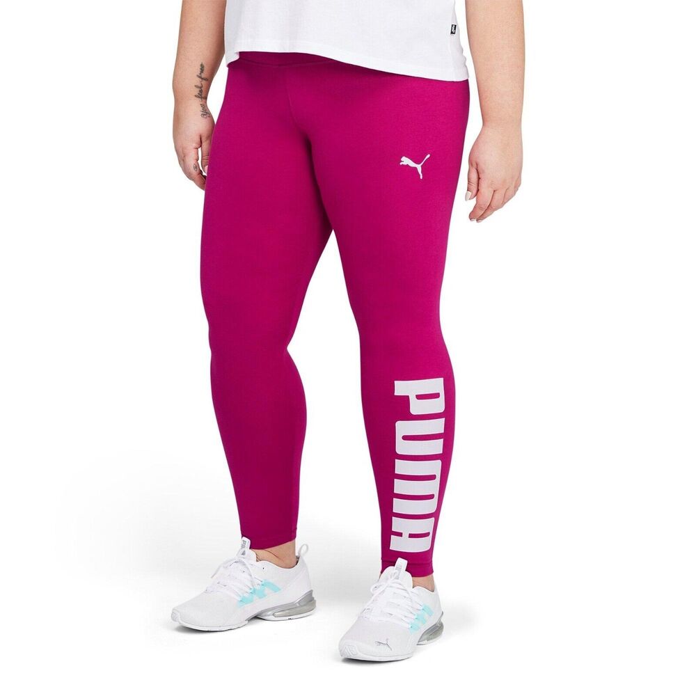 New Puma Womans Sz XS Pink Tights Festival Fuchsia Athletic Logo Athletic NWT